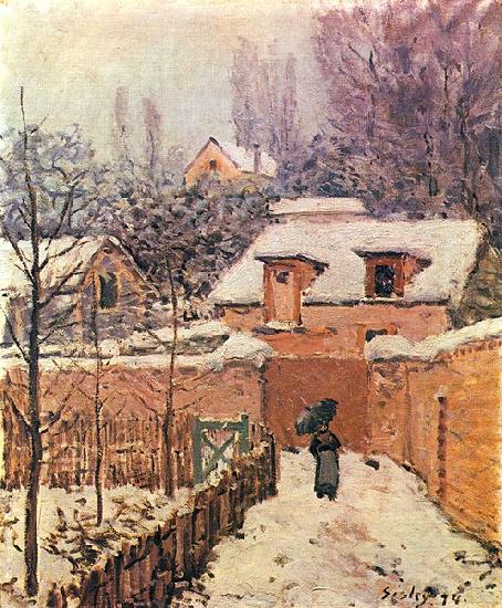 Alfred Sisley Garten im Louveciennes im Schnee oil painting image